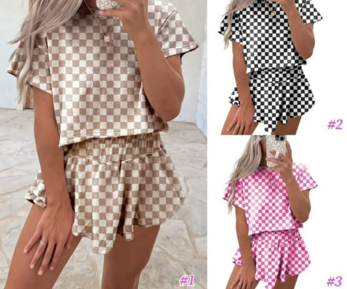 Ruffle Checkered Set