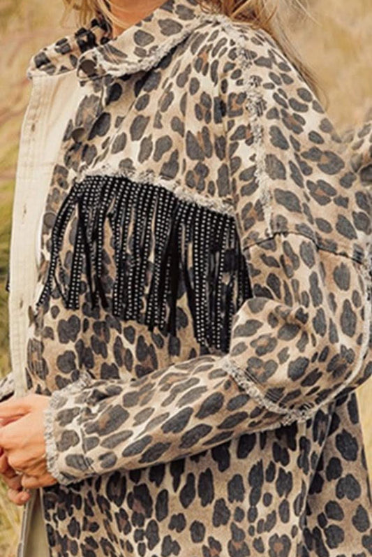 Leopard Fringe Jacket
