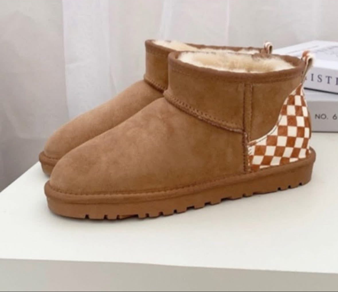 Inspired Checkered Ultra Mini Boots