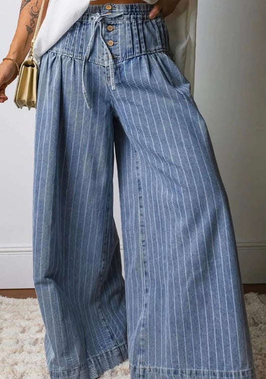 Striped Denim Pants